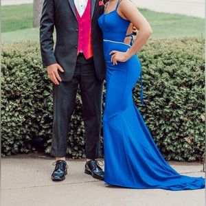 royal blue fitted prom dress size 0